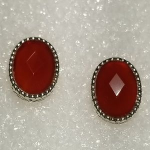 Faceted Carnelian Set in Sterling Earrings